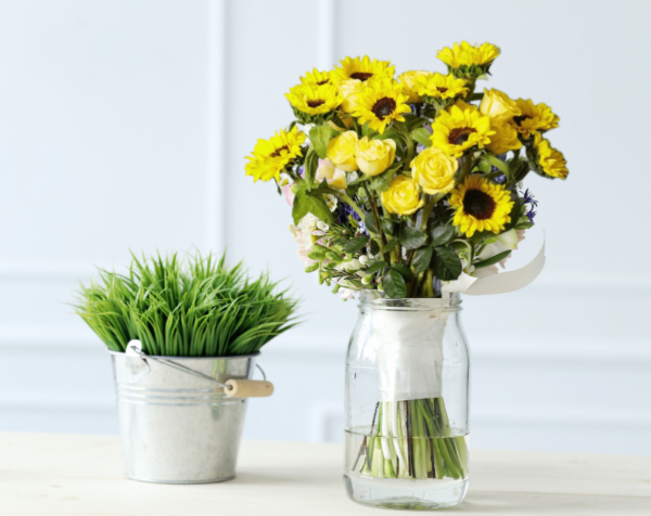 Yellow Roses and Sunflowers